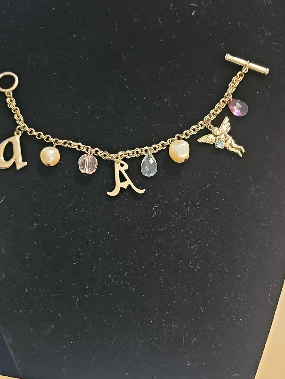 Unbranded Initial Angel Charm Bracelet Womens Sz 8 Gold Cherub Y2K Vintage Style